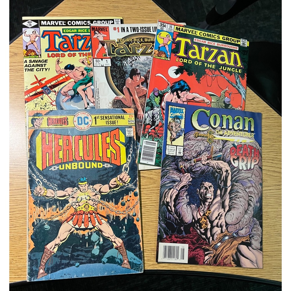 Vintage Comic Lot Tarzan Marvel 1 15 28 Hercules Unbound 1 Conan Adventurer 3